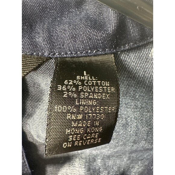 Massimo Womens Blazer Large Navy Denim Casual Work jacket Washable Workwear - Picture 3 of 8